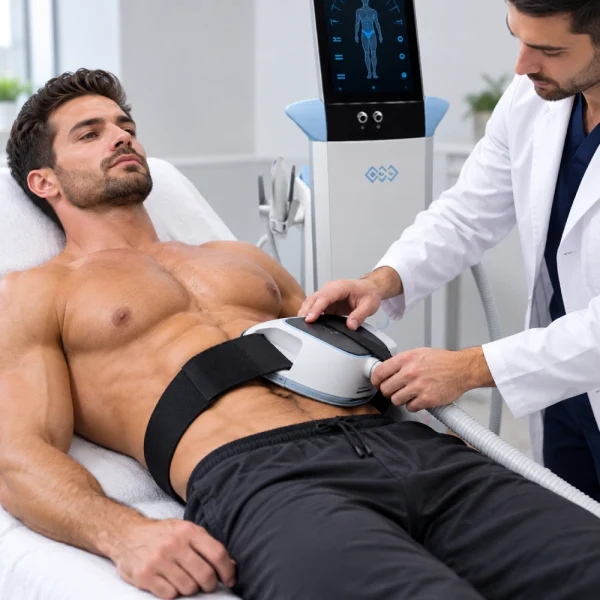 EMSculpt Abdominal Treatment in a Modern Clinic عضلهسازی شکم با دستگاه EMSculpt